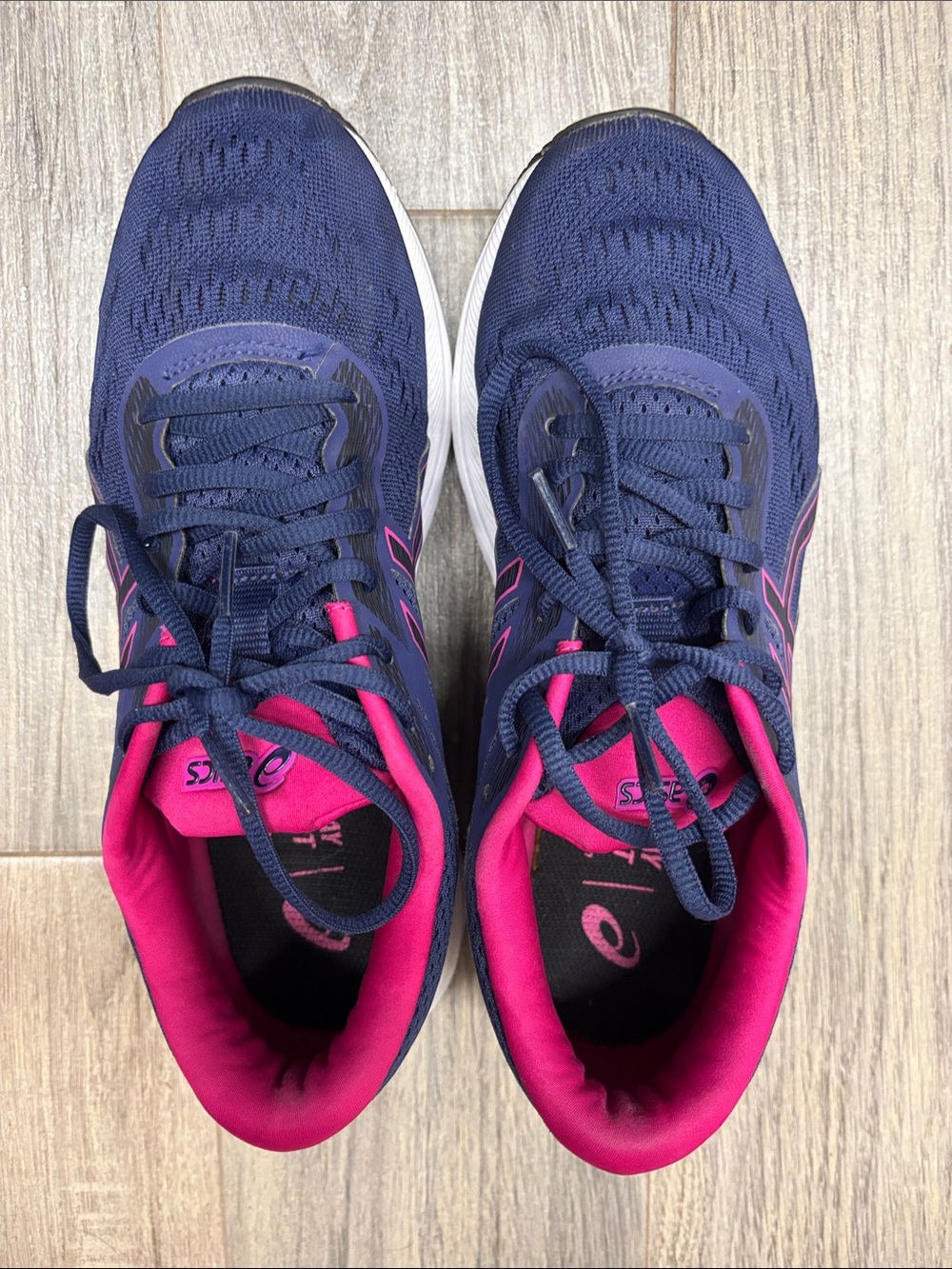 Asics Navy and Hot Pink Women's Athletic Running Shoes